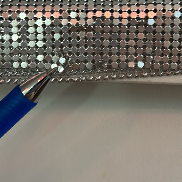 *DAMAGED* EXPRESS silver chainmail metal mesh halter Y2K disco party dress S #27 - Picture 14 of 14